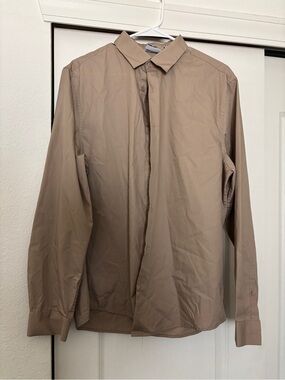 ASOS Men's Long-Sleeve Button-Down Shirt in Light Brown